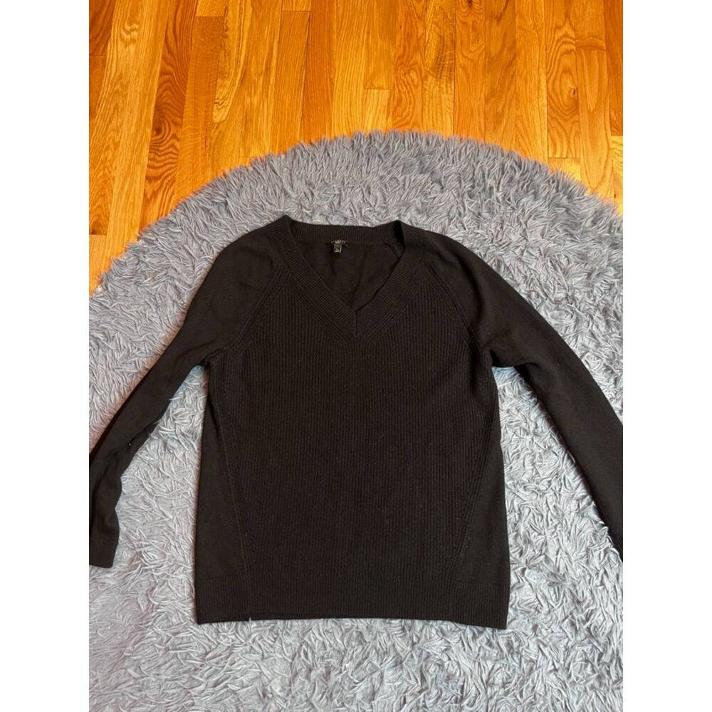 Talbots Black Wool Cashmere V-Neck Pullover Sweater Size L P